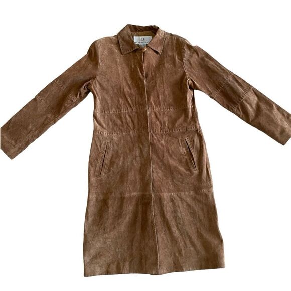 FABULOUS Alfred Sung Brown Long Suede Coat - Picture 1 of 15